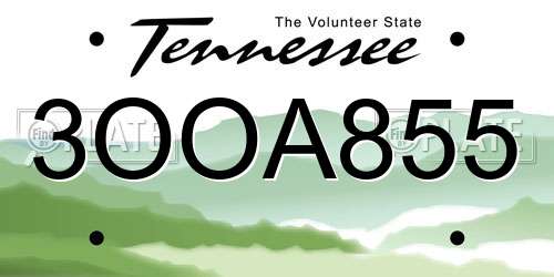 3OOA855 Tennessee License Plate