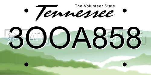 3OOA858 Tennessee License Plate