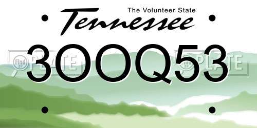 3OOQ53 Tennessee License Plate