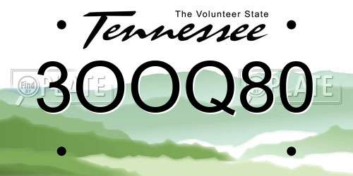 3OOQ80 Tennessee License Plate