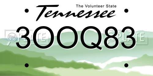 3OOQ83 Tennessee License Plate