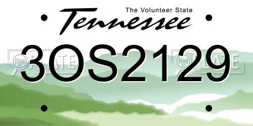 3OS2129 Tennessee License Plate
