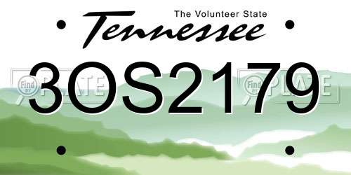 3OS2179 Tennessee License Plate