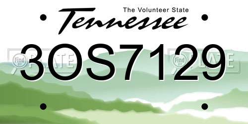 3OS7129 Tennessee License Plate