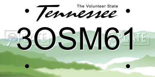 3OSM61 Tennessee License Plate