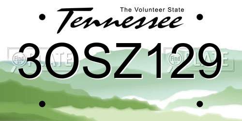 3OSZ129 Tennessee License Plate
