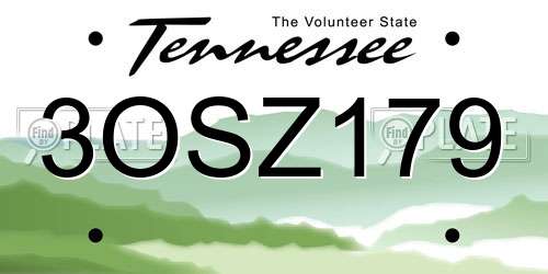 3OSZ179 Tennessee License Plate