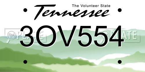 3OV554 Tennessee License Plate