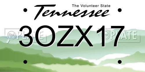 3OZX17 Tennessee License Plate