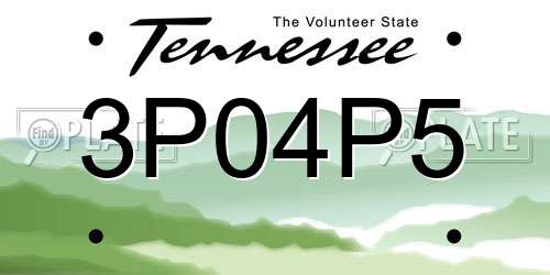 3P04P5 Tennessee License Plate