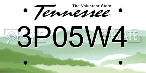 3P05W4 Tennessee License Plate