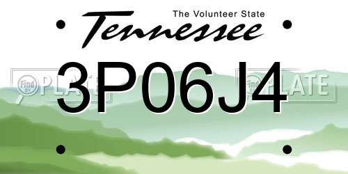 3P06J4 Tennessee License Plate