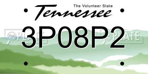 3P08P2 Tennessee License Plate