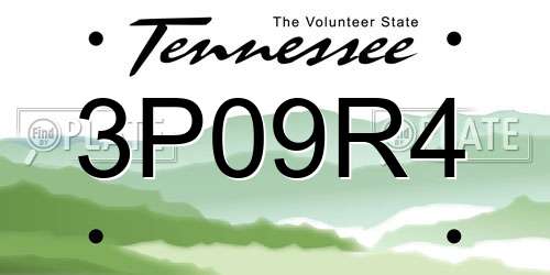 3P09R4 Tennessee License Plate