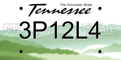 3P12L4 Tennessee License Plate