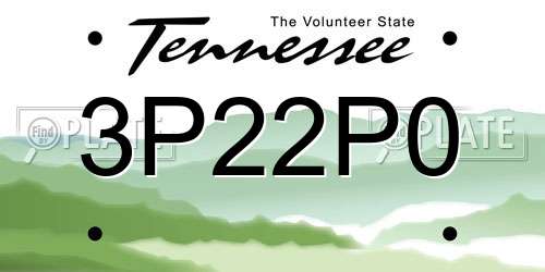 3P22P0 Tennessee License Plate