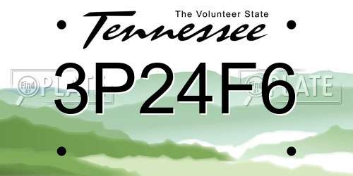 3P24F6 Tennessee License Plate