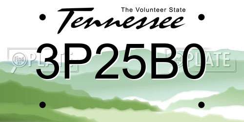 3P25B0 Tennessee License Plate