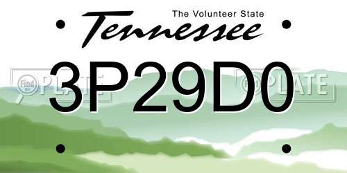 3P29D0 Tennessee License Plate