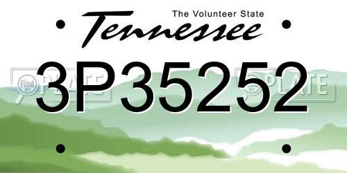 3P35252 Tennessee License Plate