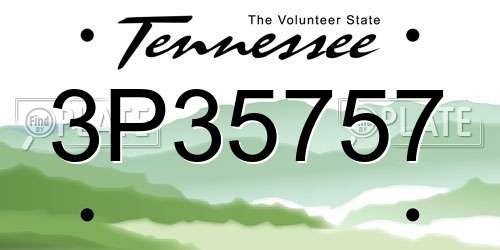 3P35757 Tennessee License Plate