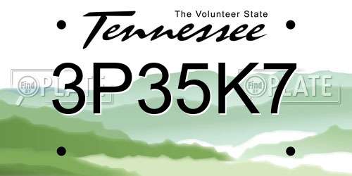 3P35K7 Tennessee License Plate