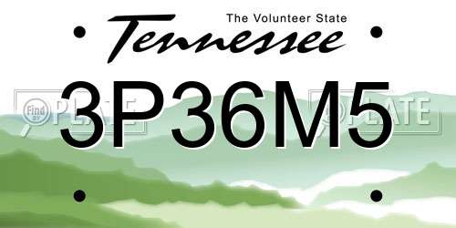 3P36M5 Tennessee License Plate