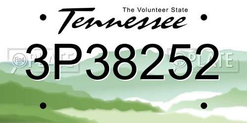 3P38252 Tennessee License Plate