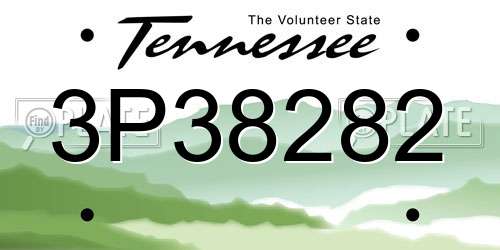 3P38282 Tennessee License Plate