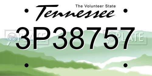 3P38757 Tennessee License Plate