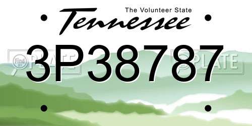 3P38787 Tennessee License Plate