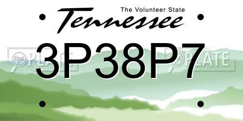 3P38P7 Tennessee License Plate