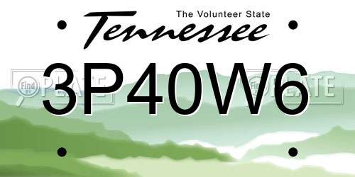 3P40W6 Tennessee License Plate