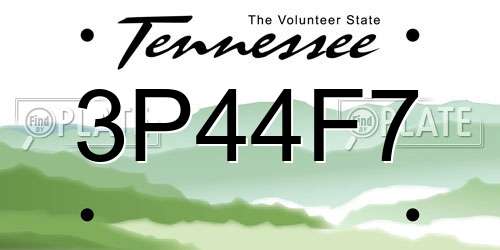 3P44F7 Tennessee License Plate