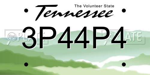 3P44P4 Tennessee License Plate