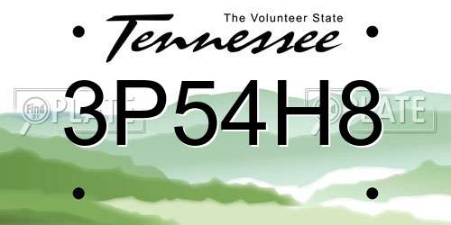3P54H8 Tennessee License Plate