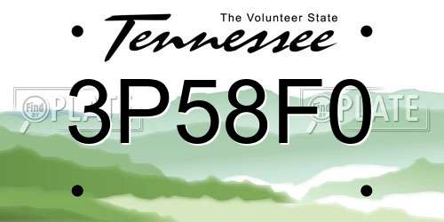 3P58F0 Tennessee License Plate