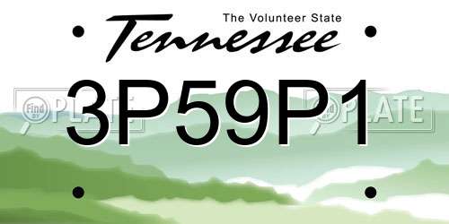 3P59P1 Tennessee License Plate