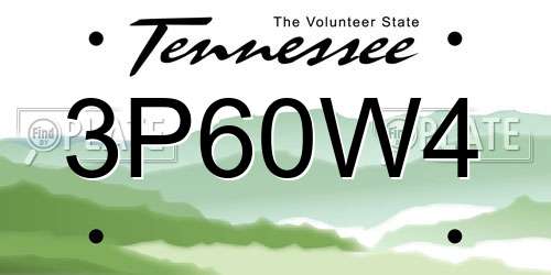 3P60W4 Tennessee License Plate