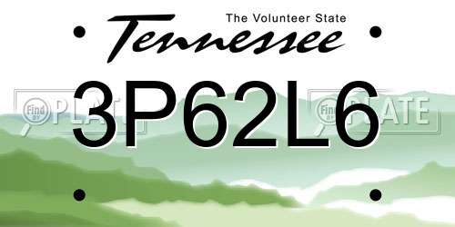 3P62L6 Tennessee License Plate