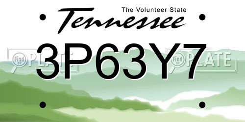 3P63Y7 Tennessee License Plate