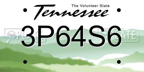 3P64S6 Tennessee License Plate