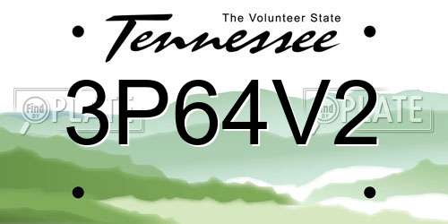 3P64V2 Tennessee License Plate