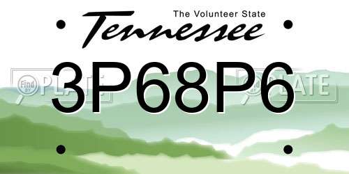 3P68P6 Tennessee License Plate