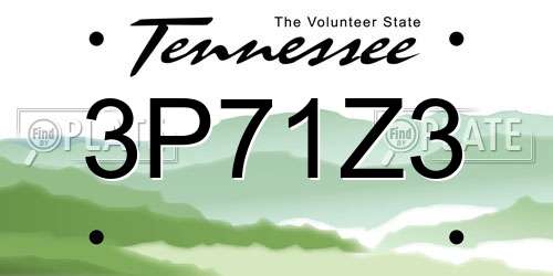 3P71Z3 Tennessee License Plate