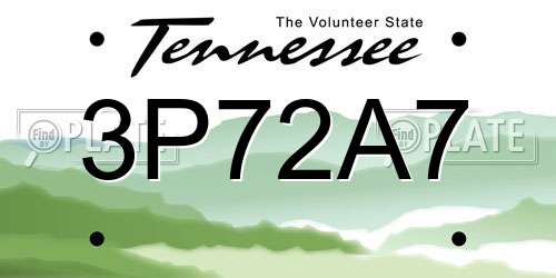 3P72A7 Tennessee License Plate