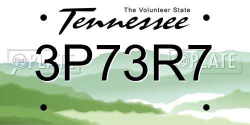 3P73R7 Tennessee License Plate