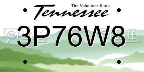 3P76W8 Tennessee License Plate