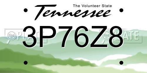 3P76Z8 Tennessee License Plate