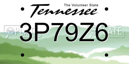 3P79Z6 Tennessee License Plate
